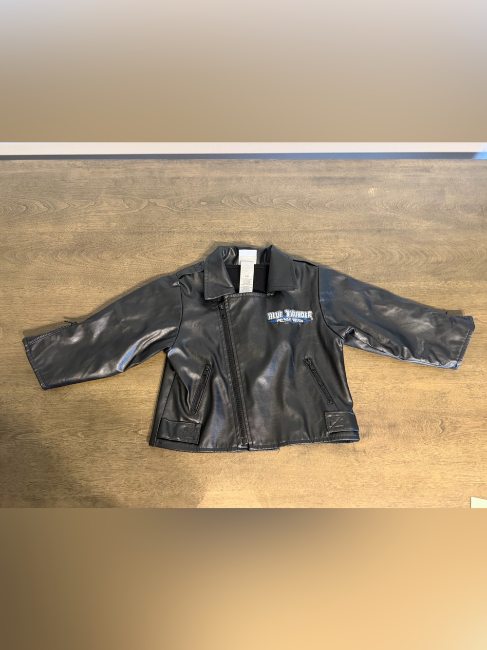 Rare Monster Jam Blue Thunder Race Team Feel The Power Kids Faux Leather Jacket